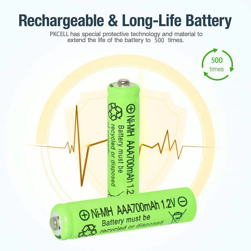 24 Pack AAA Rechargeable Batteries, 700mAh 1.2V Ni-MH Triple A Batteries High Capacity for Garden Landscaping Solar Lights