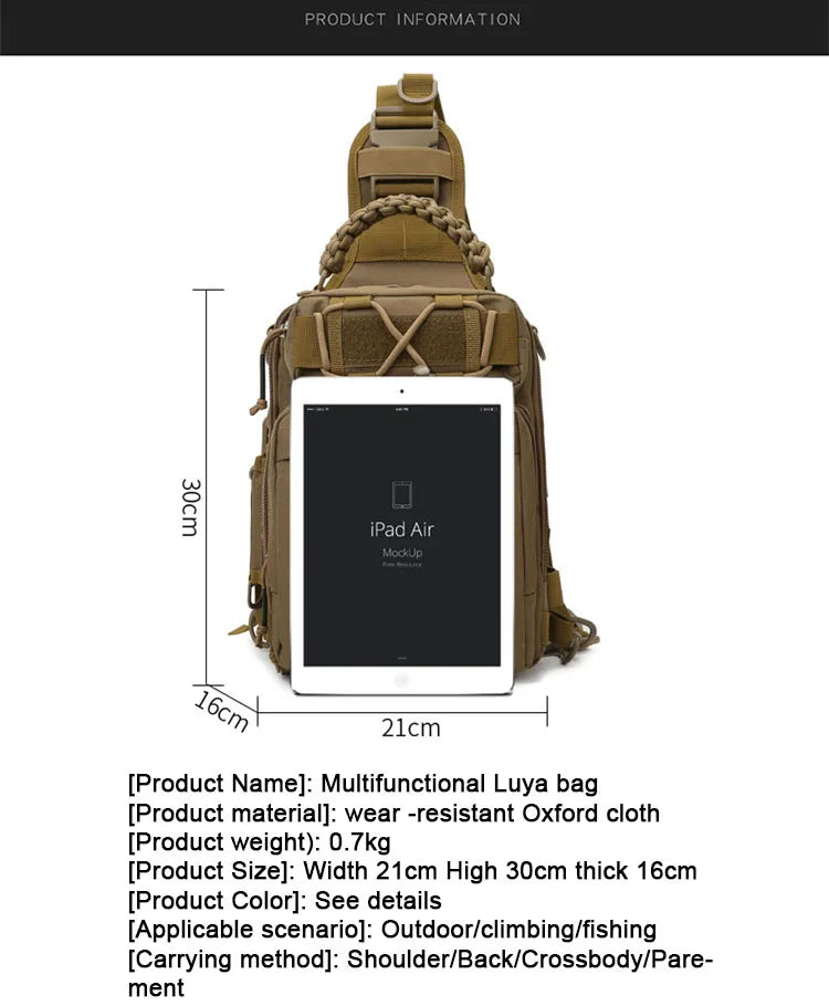 Outdoor Shoulder Bag Sports Climbing Backpack Shoulder Tactical Hiking Camping Hunting Daypack Fishing Backpack