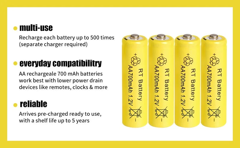 2-20Pcs AA Battery 1.2V 700mAh Ni-MH AA Rechargeable Batteries 700mAh Battery for Garden Solar Lights Toys Watch MP3 Player