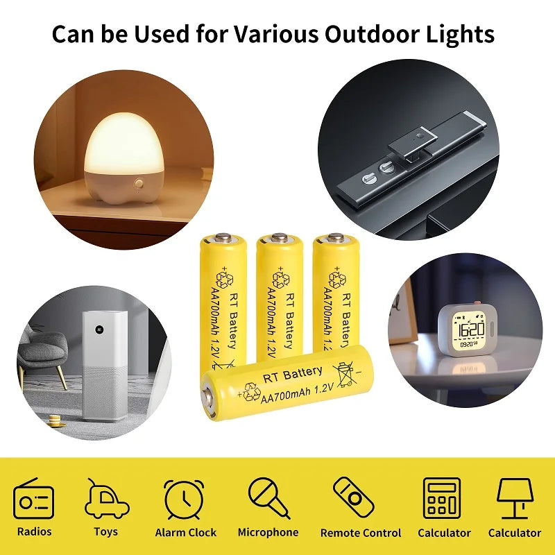 2-20Pcs AA Battery 1.2V 700mAh Ni-MH AA Rechargeable Batteries 700mAh Battery for Garden Solar Lights Toys Watch MP3 Player