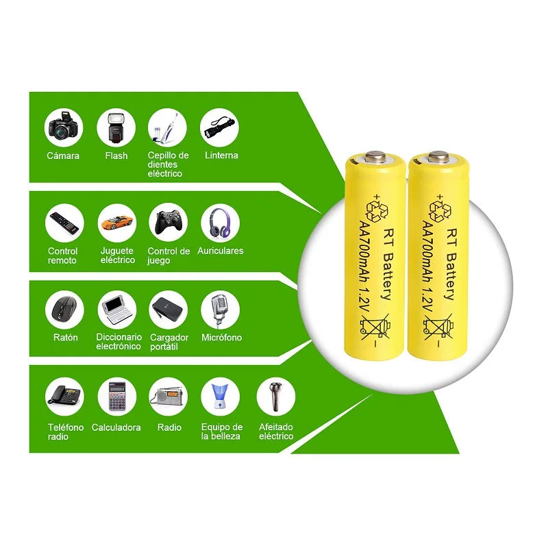 2-20Pcs AA Battery 1.2V 700mAh Ni-MH AA Rechargeable Batteries 700mAh Battery for Garden Solar Lights Toys Watch MP3 Player