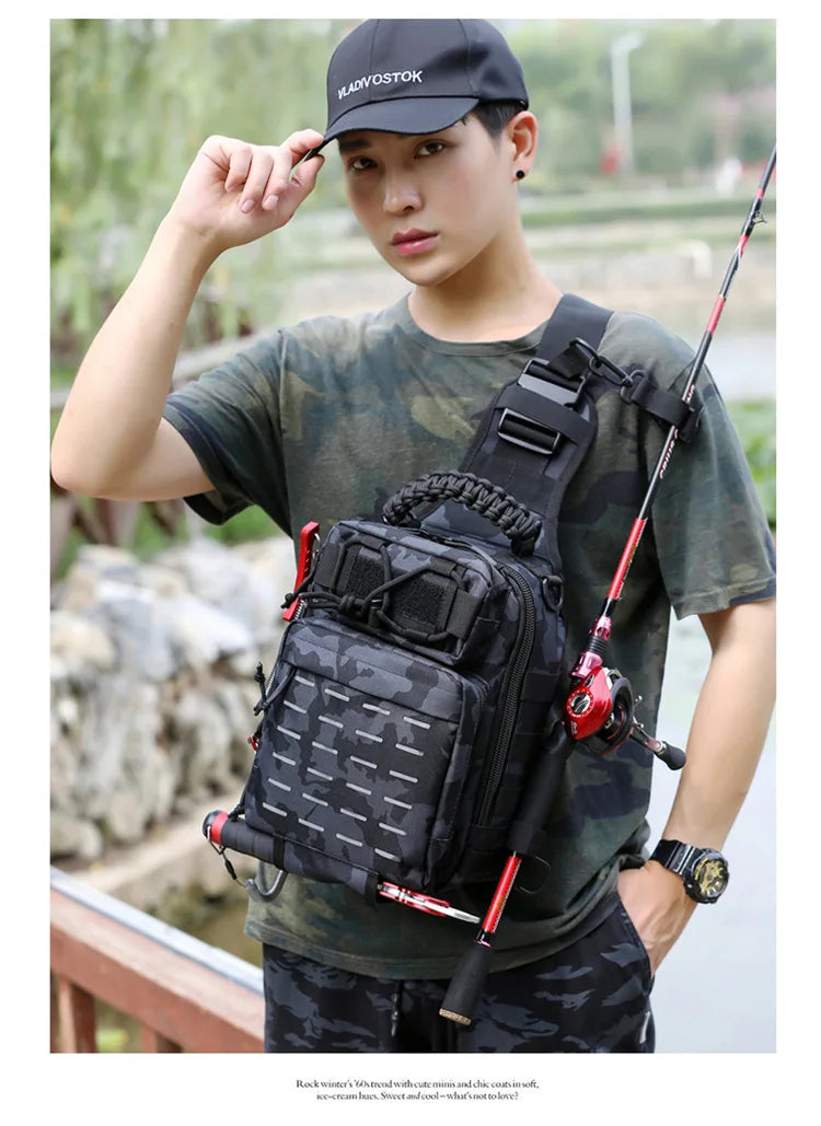 Outdoor Shoulder Bag Sports Climbing Backpack Shoulder Tactical Hiking Camping Hunting Daypack Fishing Backpack