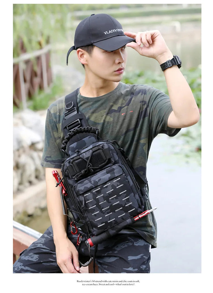 Outdoor Shoulder Bag Sports Climbing Backpack Shoulder Tactical Hiking Camping Hunting Daypack Fishing Backpack
