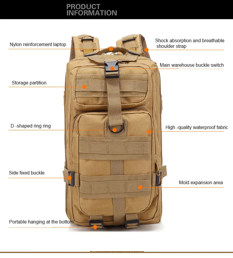 30L/50L Tactical Backpack Men Hiking Camping Backpack Waterproof Rucksacks Army Outdoor Camping Trekking Hunting Bag