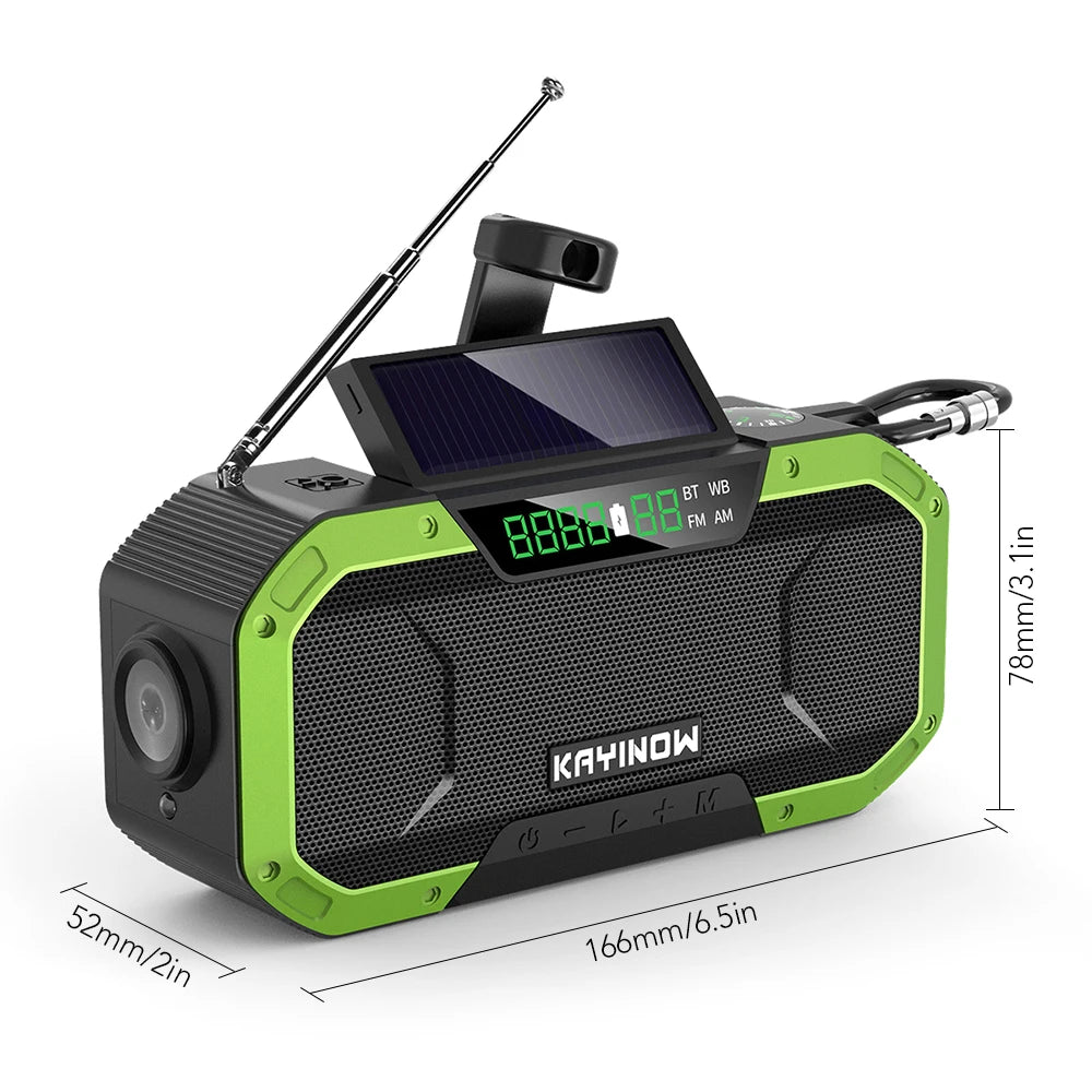 2023 KAYINOW Portable Emergency Solar Hand Crank Radio 5000mAh Power Bank Cranker Flash Light Camping Radio Survival Kit Radio