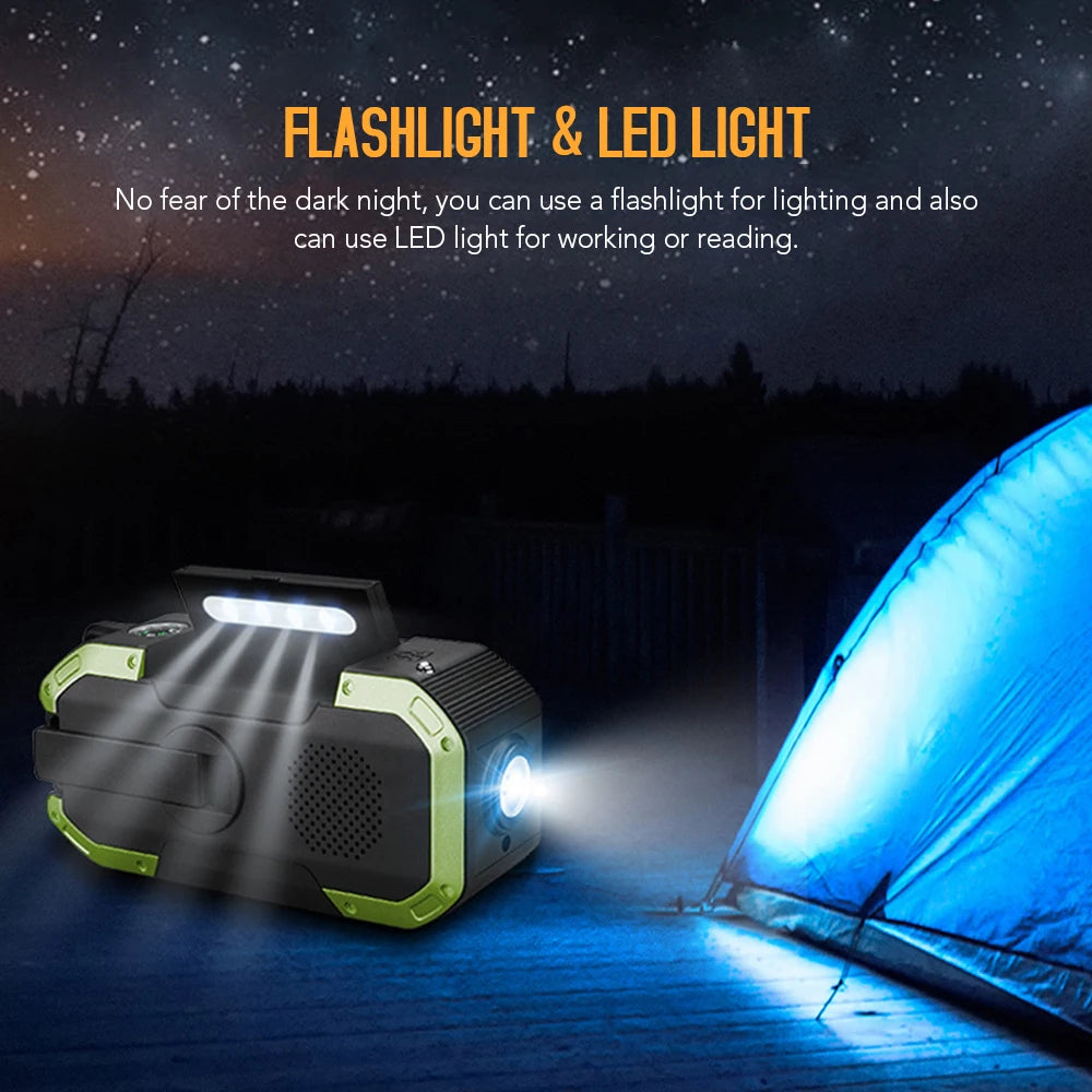 2023 KAYINOW Portable Emergency Solar Hand Crank Radio 5000mAh Power Bank Cranker Flash Light Camping Radio Survival Kit Radio