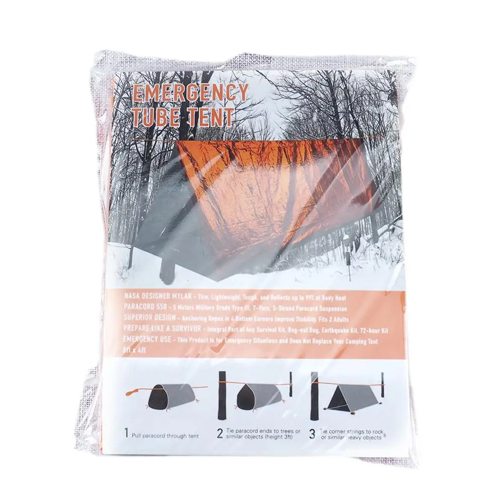2 Person PE Emergency Shelter Waterproof Thermal Blanket Rescue Survival Kit SOS military Bag Survival Tube First-aid kit Tent