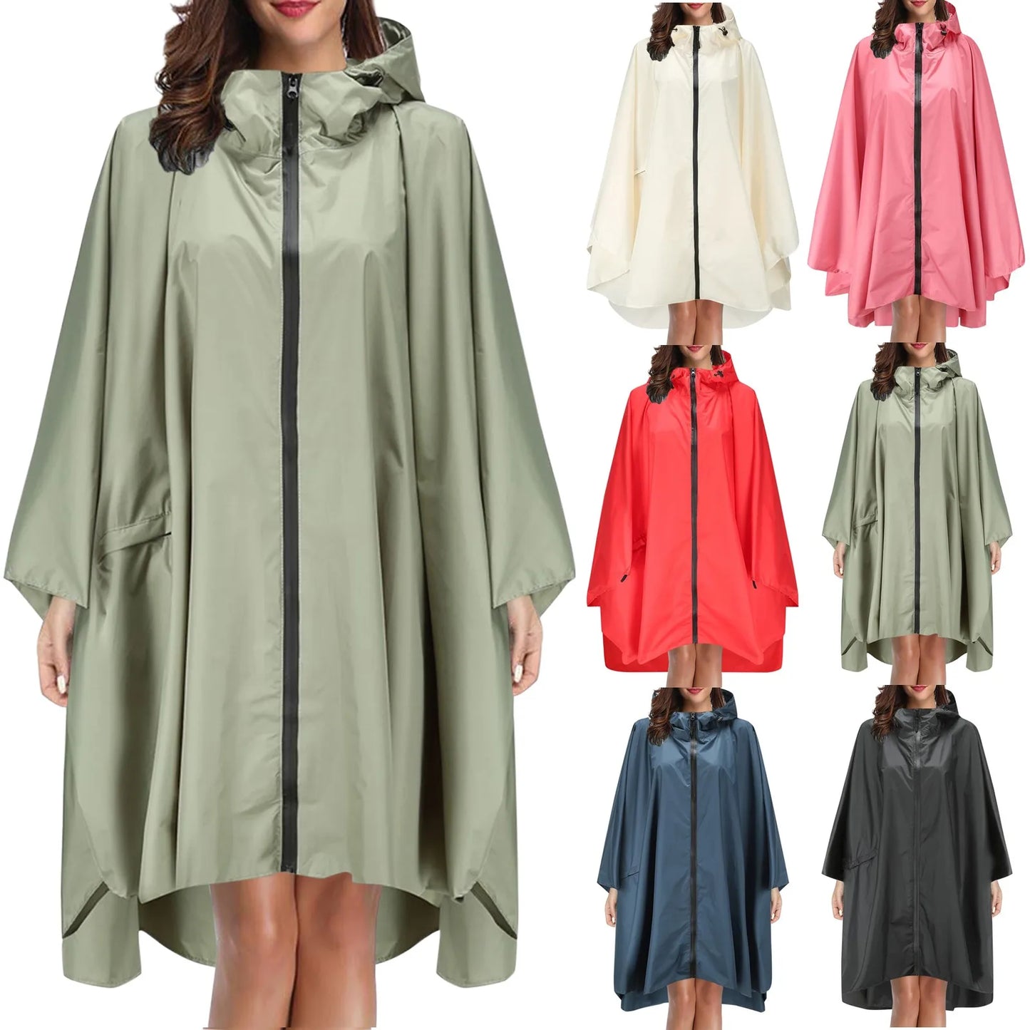 Fashion Camo Raincoat Military Impermeable Waterproof Thick Rain Coat Men Women Long Zipper Hooded Rain Coat Poncho Rainwear