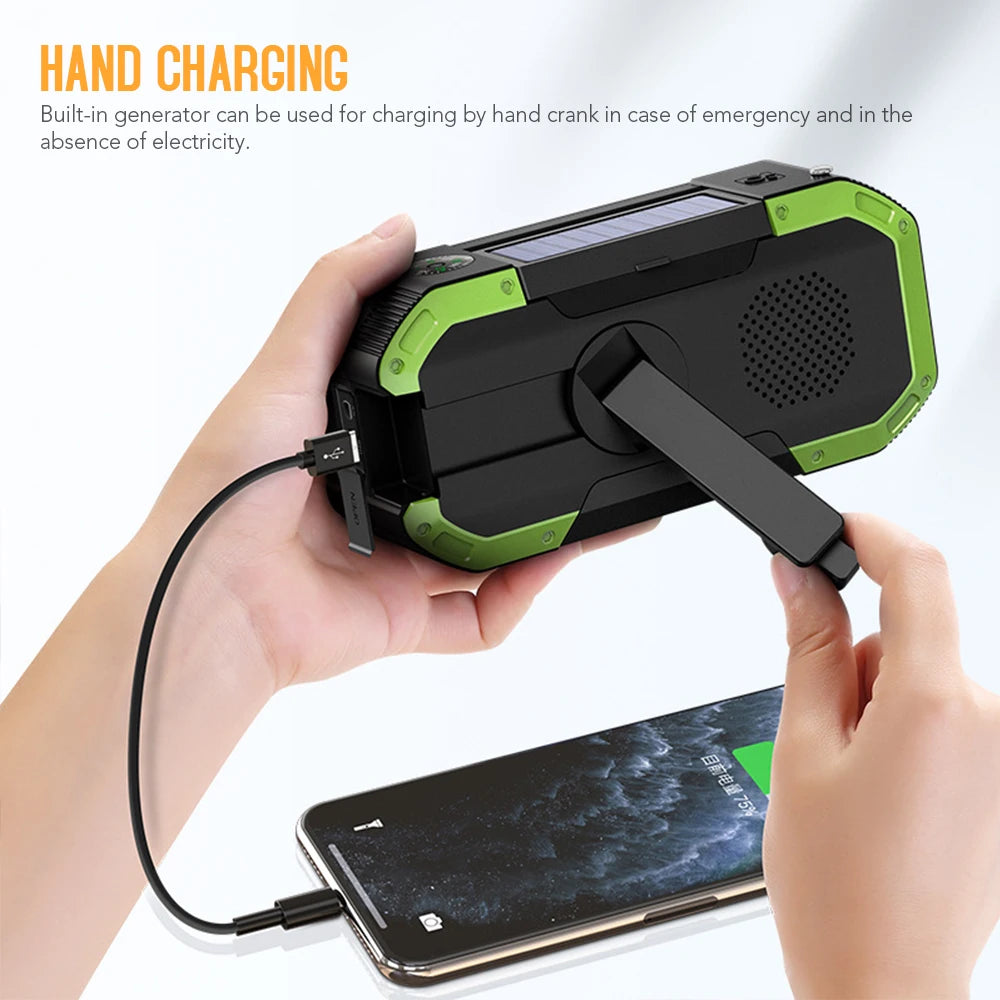 2023 KAYINOW Portable Emergency Solar Hand Crank Radio 5000mAh Power Bank Cranker Flash Light Camping Radio Survival Kit Radio