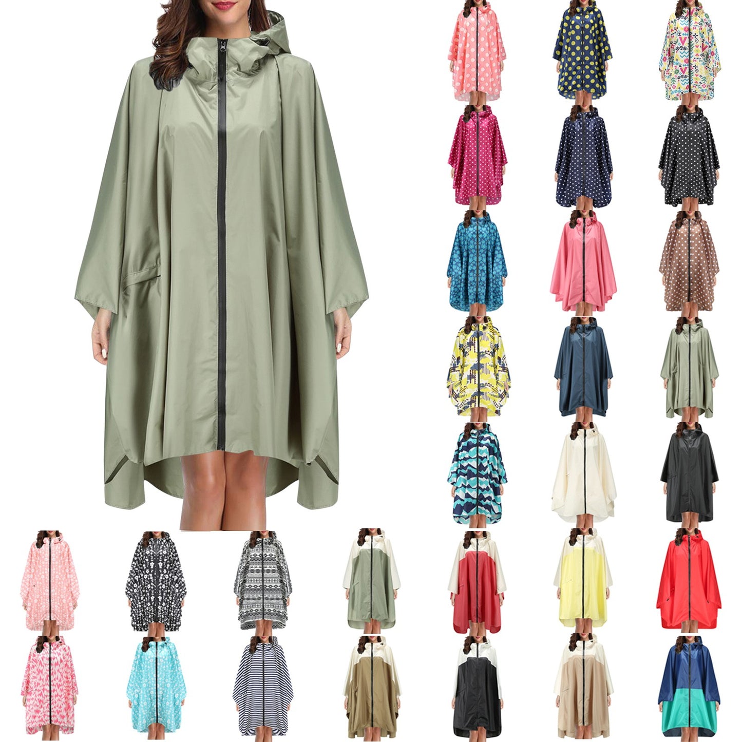 Fashion Camo Raincoat Military Impermeable Waterproof Thick Rain Coat Men Women Long Zipper Hooded Rain Coat Poncho Rainwear