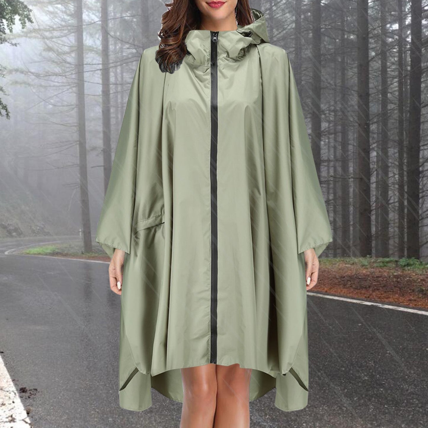 Fashion Camo Raincoat Military Impermeable Waterproof Thick Rain Coat Men Women Long Zipper Hooded Rain Coat Poncho Rainwear