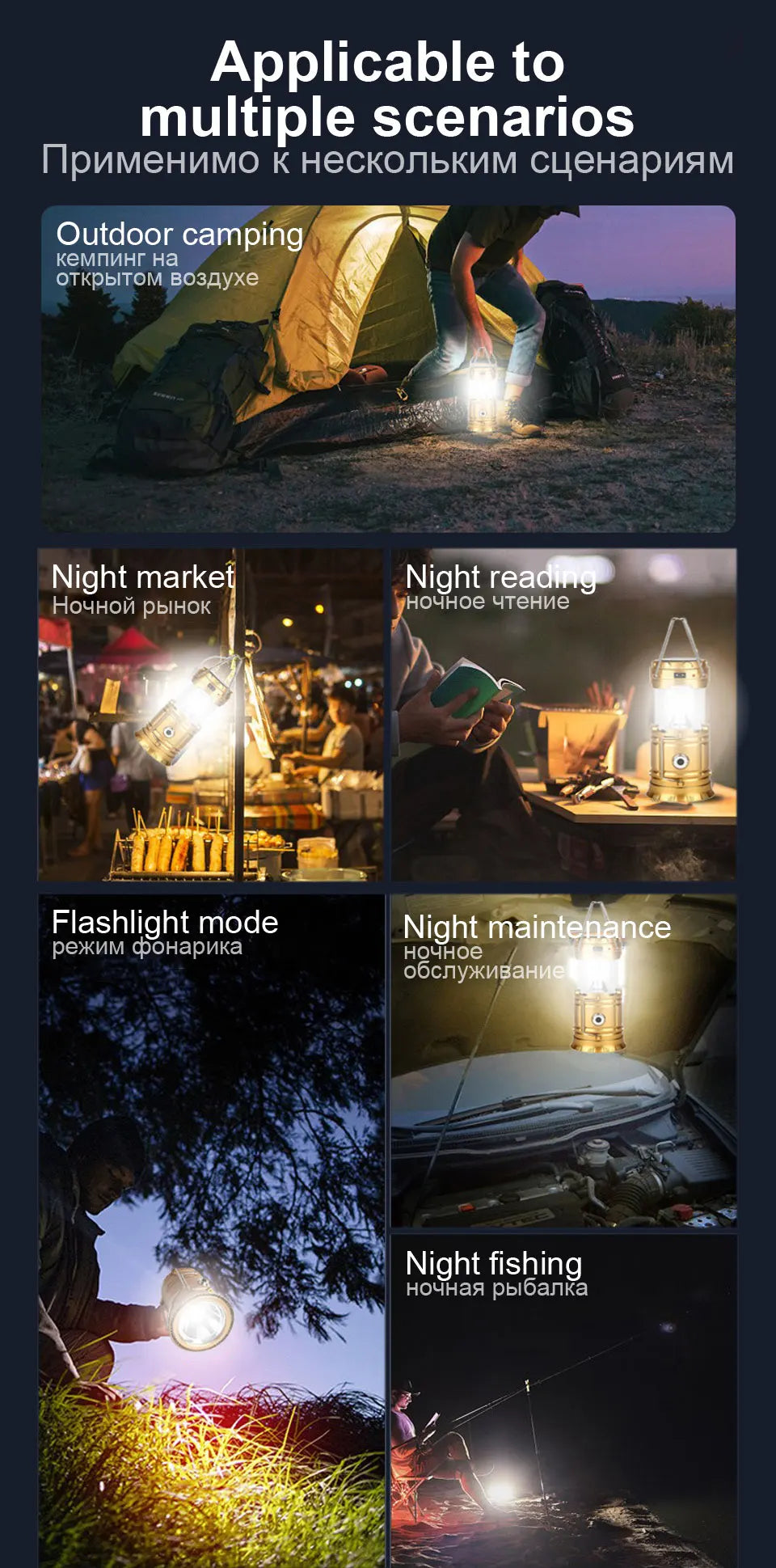 New Multifunctional Camping Light Rechargeable Camping Lamp Solar Power Charging Portable Fan Lantern Emergency Outdoor Lightin