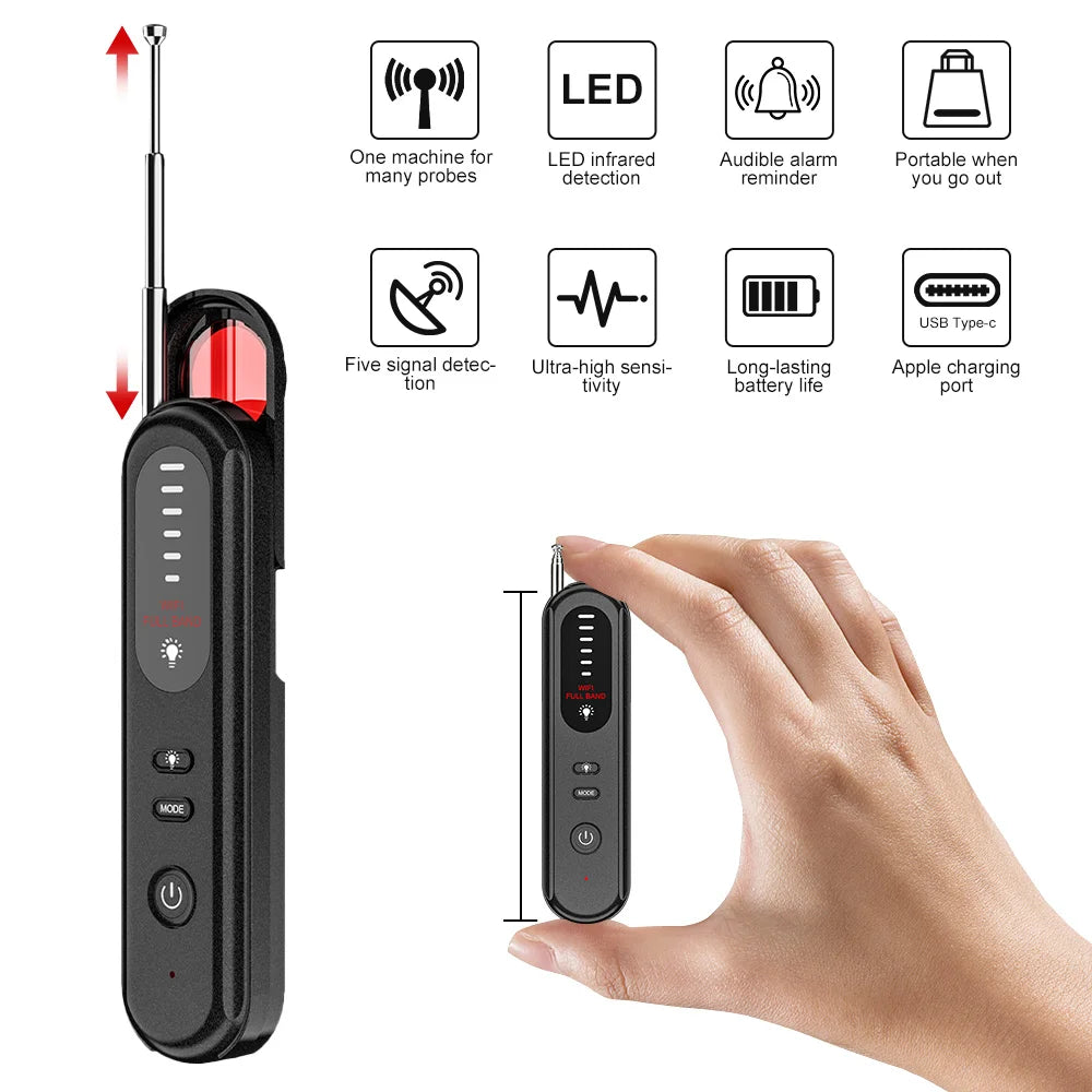 Hidden Camera Detector Listening Device Tracker Anti-Spy Electronic Signal 5 Levels Sensitivity Wireless Signal Scanner for Home