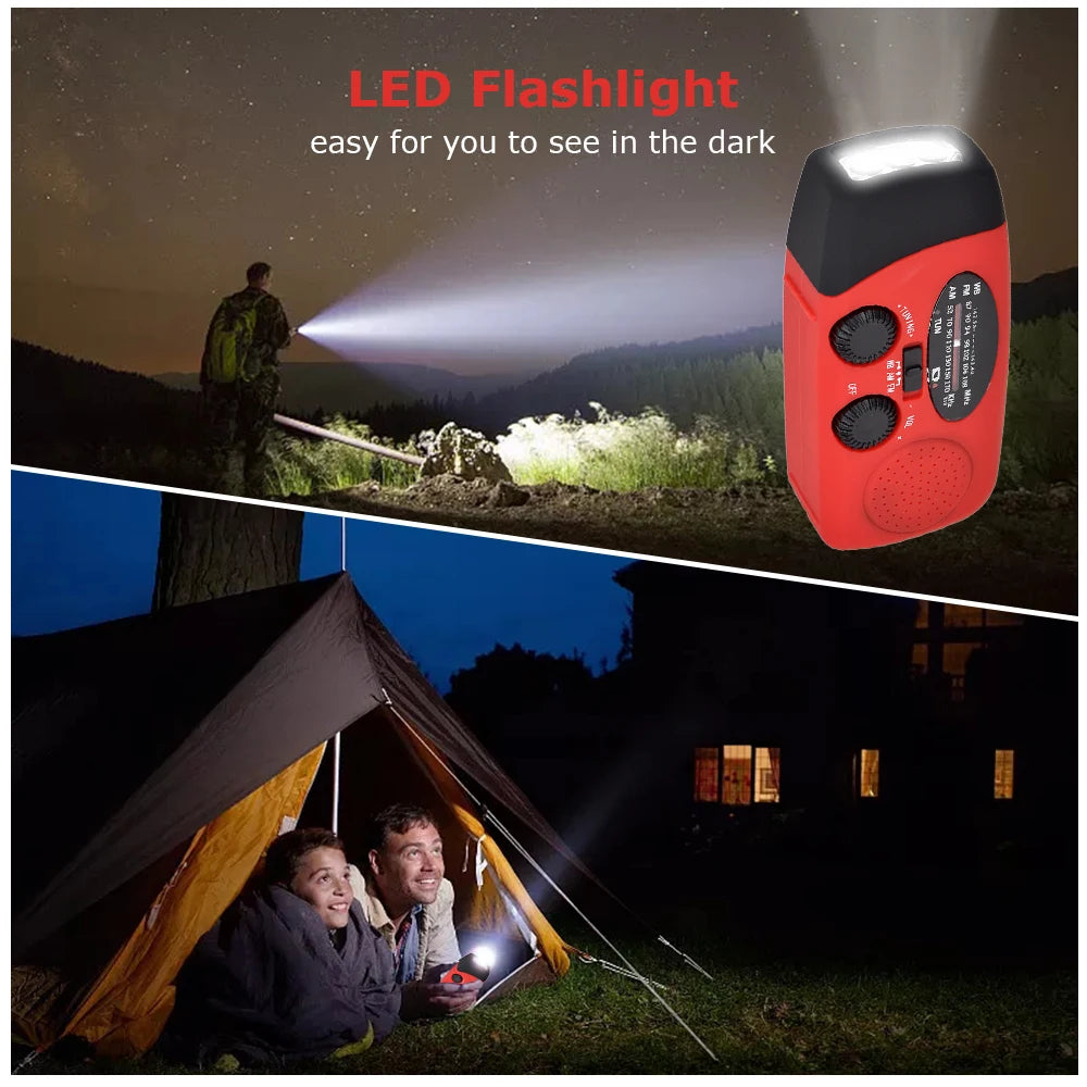 2023 KAYINOW Portable Emergency Solar Hand Crank Radio 5000mAh Power Bank Cranker Flash Light Camping Radio Survival Kit Radio