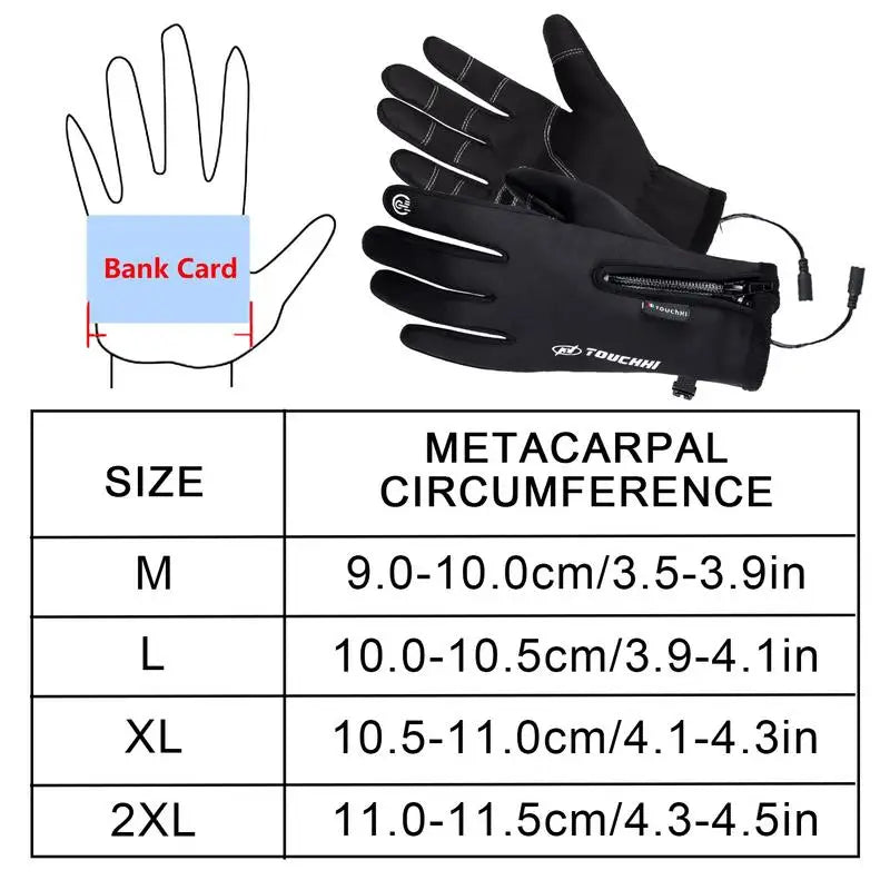 Electric Heating Gloves Touch-screen Cold Weather Ski Gloves USB Rechargeable Winter Hand Warmer Waterproof Windproof Thermal