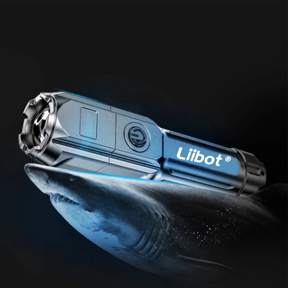 Liibot high power Led flashlight rechargeable flashlight zoom USB handheld light suitable for camping, outdoor and emergency use