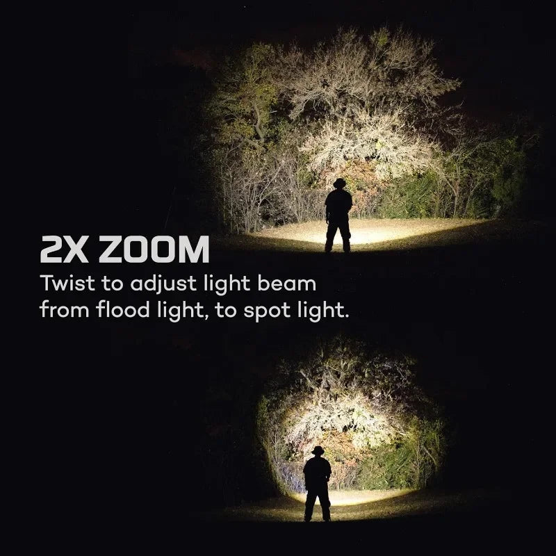 NEBO 12000 Rechargeable Flashlight with 2x Zoom, 5 Light Modes, Waterproof (IP67), and Power Bank, Bright Flashlight for Everday