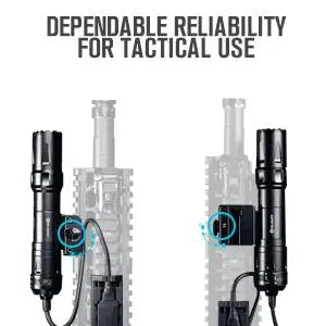 OLIGHT Odin 2000 Lumens Picatinny Rail Mounted Rechargeable Tactical Flashlight Remote Pressure Switch 300 Meters Beam Distance