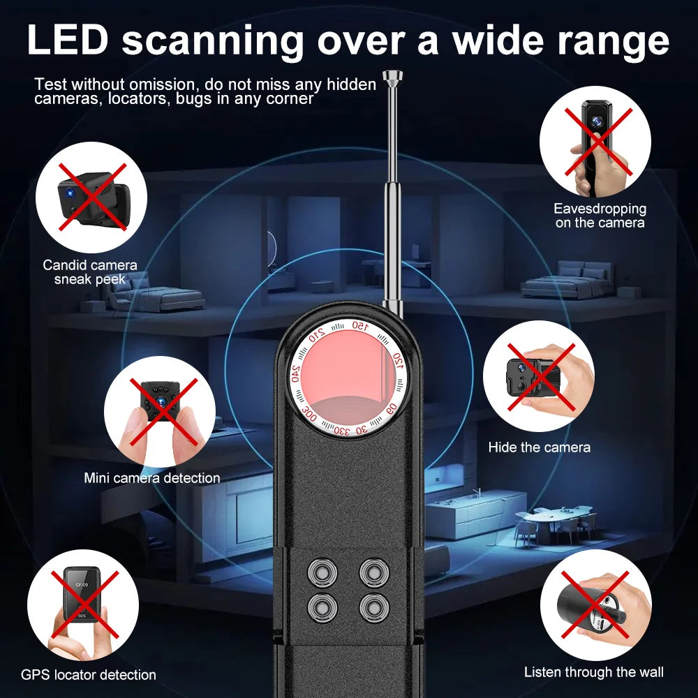Hidden Camera Detector Listening Device Tracker Anti-Spy Electronic Signal 5 Levels Sensitivity Wireless Signal Scanner for Home