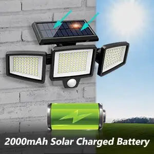 Tuffenough Solar Outdoor Lights 2500LM 210 LED Security Lights with Remote Control,3 Heads Motion Sensor Lights, IP65 Waterproof