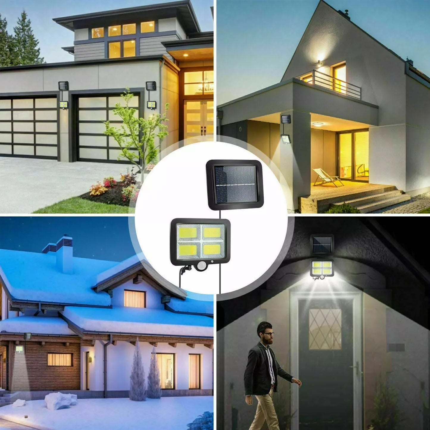 128 COB LED Solar PIR Motion Sensor Wall Light Lighting Outdoor Garden Yard Lamp