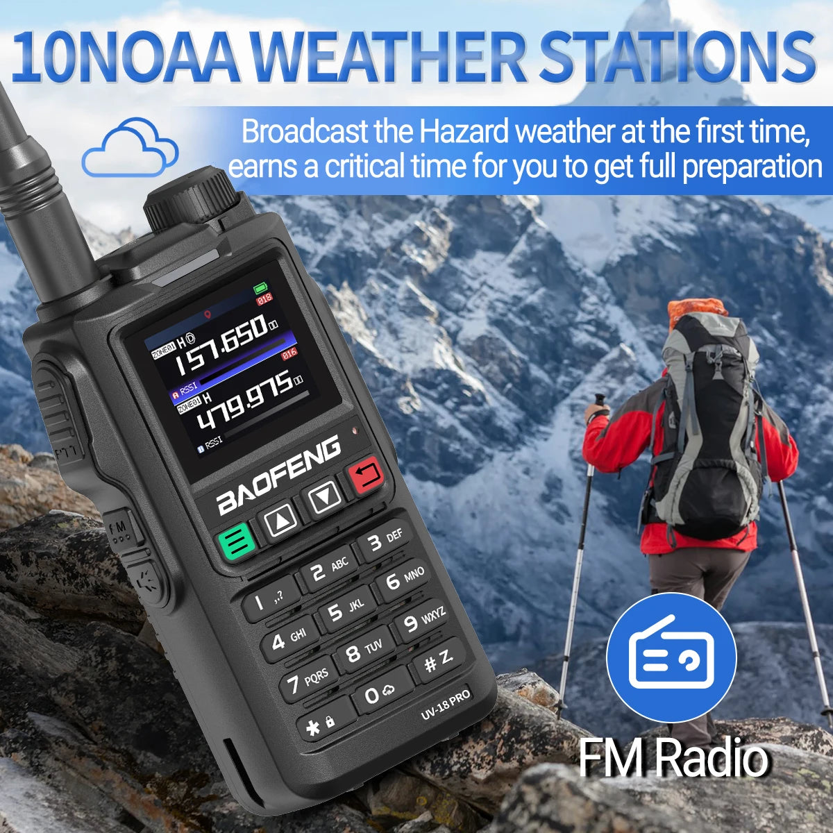 Baofeng UV18 Pro Max GPS AM FM Six-Band Walkie Talkie Wireless Copy Frequency 999CH Long Range Type-C UV-G28 Pro Two Way Radio
