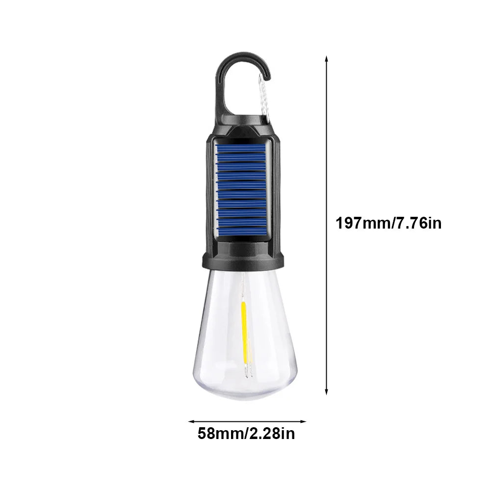 Solar Powered LED Camping Lamp USB Rechargeable Waterproof 400mAh 100LM Tent Light Portable Handheld Lamp for Outdoor Lighting
