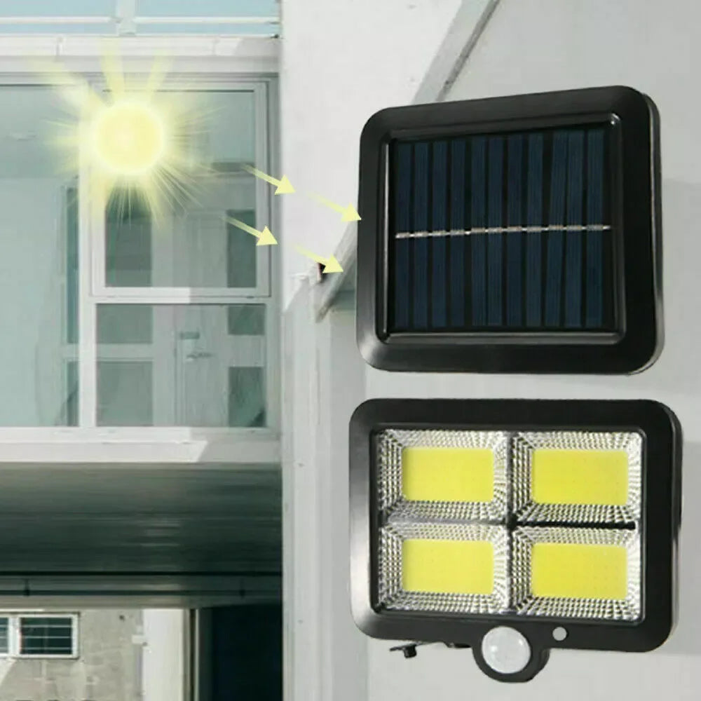 128 COB LED Solar PIR Motion Sensor Wall Light Lighting Outdoor Garden Yard Lamp