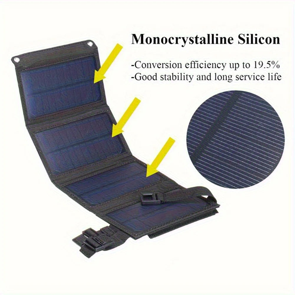 2Pcs Foldable Solar Panel, Portable Flexible 5V USB Foldable Solar Panel, Used for Small Batteries Outdoor Lighting Accessories