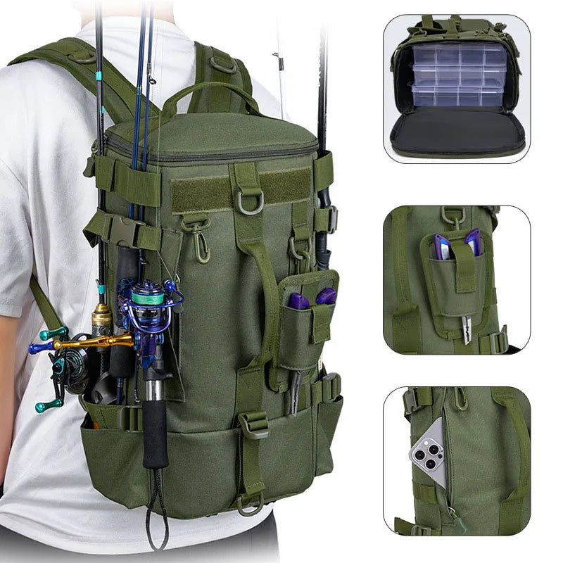 Outdoor Fishing Tackle Backpack Men Lure Box Gear Storage Bag Tactical Hiking Travel Bag Sports Waterproof Cycling Bags