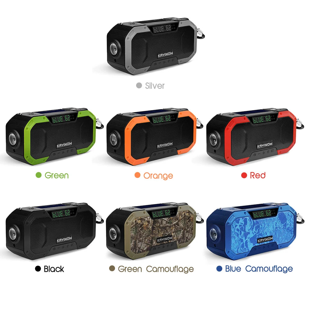 2023 KAYINOW Portable Emergency Solar Hand Crank Radio 5000mAh Power Bank Cranker Flash Light Camping Radio Survival Kit Radio