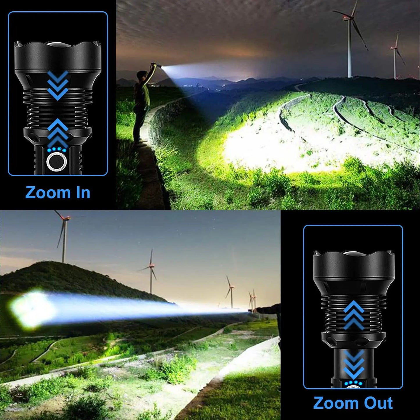 2024 New Aluminum Alloy Ultra LED Flashlight 90000 Lumens ZoomableCompanion for Camping Emergencies Hiking Walking Dog