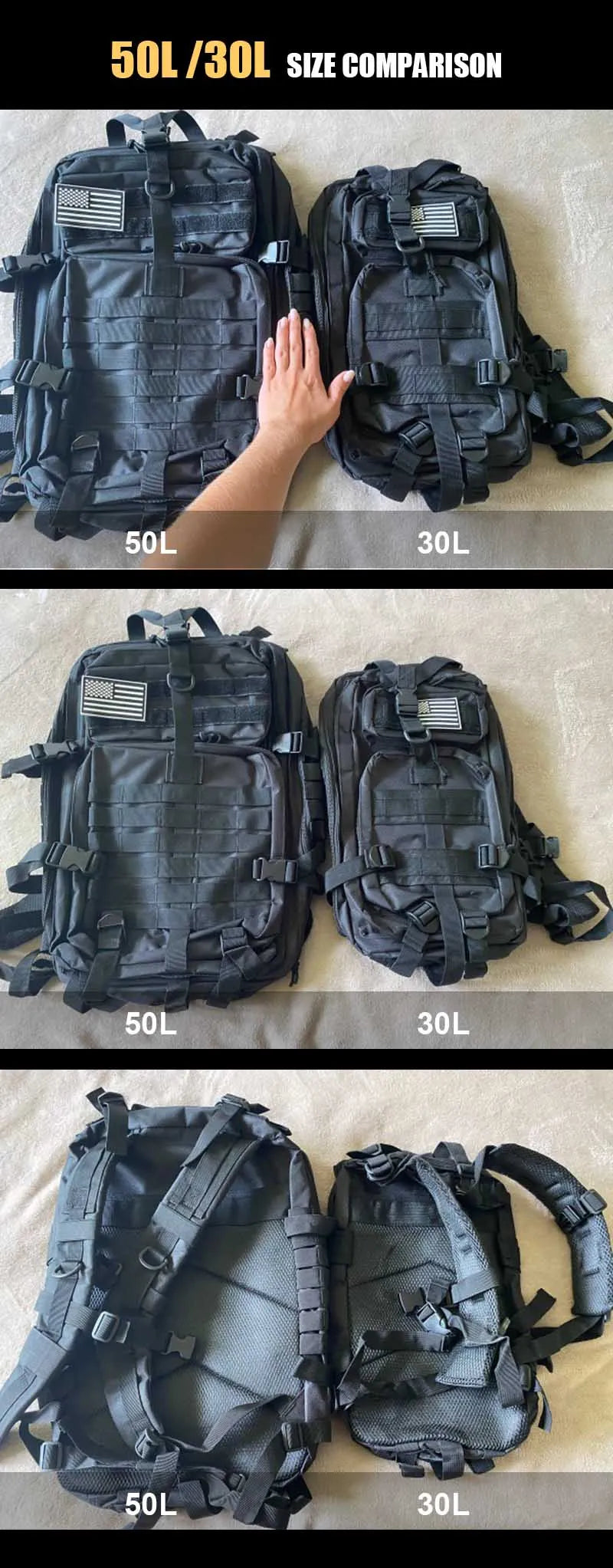 30L/50L Tactical Backpack Men Hiking Camping Backpack Waterproof Rucksacks Army Outdoor Camping Trekking Hunting Bag