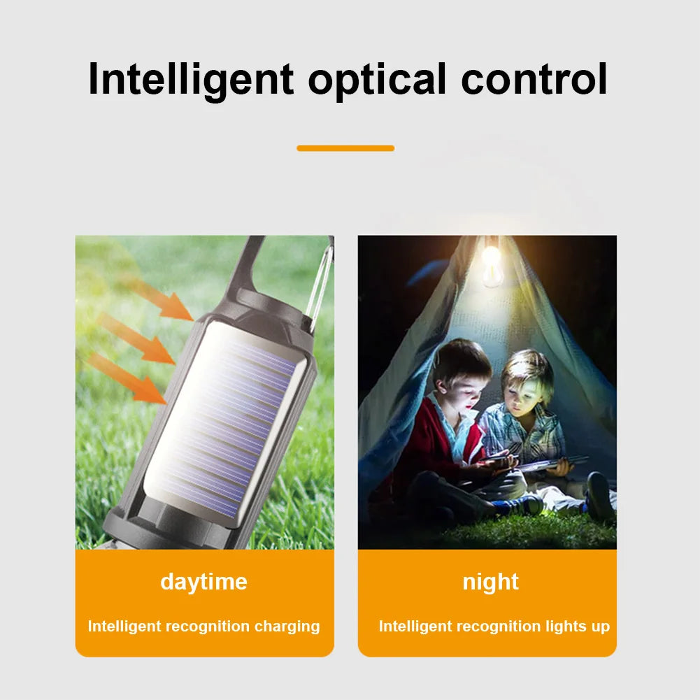 Solar Powered LED Camping Lamp USB Rechargeable Waterproof 400mAh 100LM Tent Light Portable Handheld Lamp for Outdoor Lighting