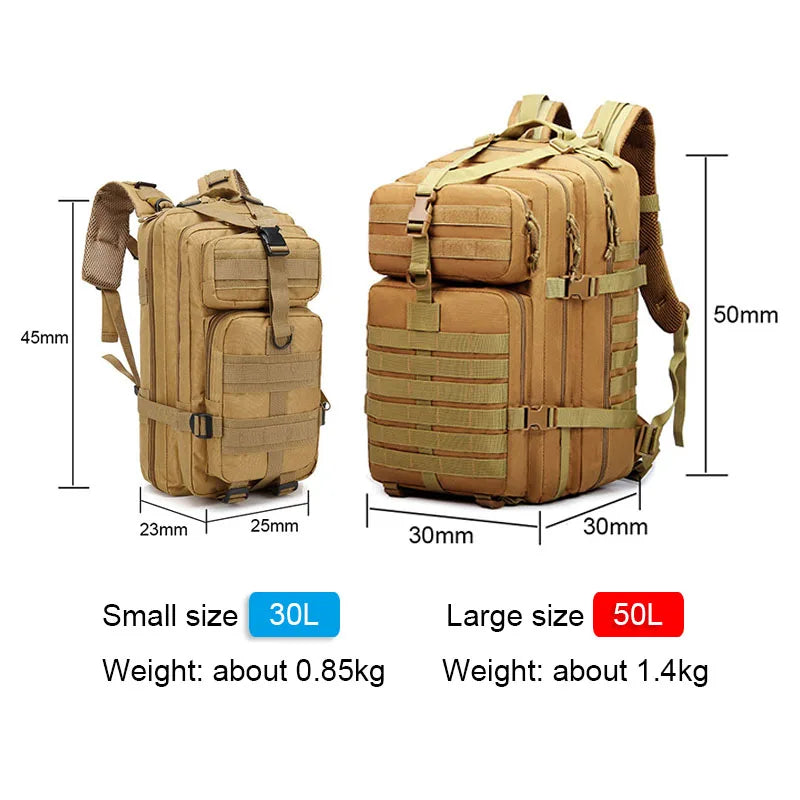 30L/50L Tactical Backpack Men Hiking Camping Backpack Waterproof Rucksacks Army Outdoor Camping Trekking Hunting Bag