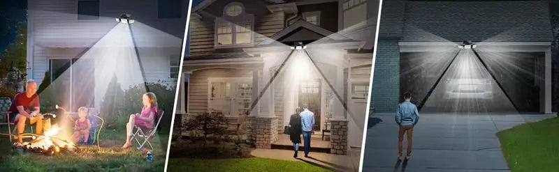 Tuffenough Solar Outdoor Lights 2500LM 210 LED Security Lights with Remote Control,3 Heads Motion Sensor Lights, IP65 Waterproof