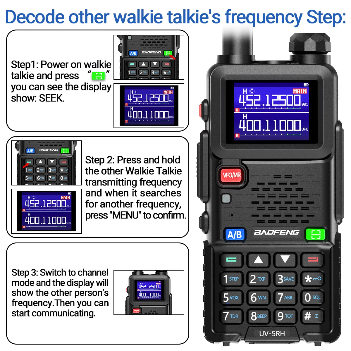UV-5RH Pro Max 15W Air Band Walkie Talkie Wirless Copy Frequency Type-C NOAA Long Range Baofeng 5RM Ham Two Way Radio