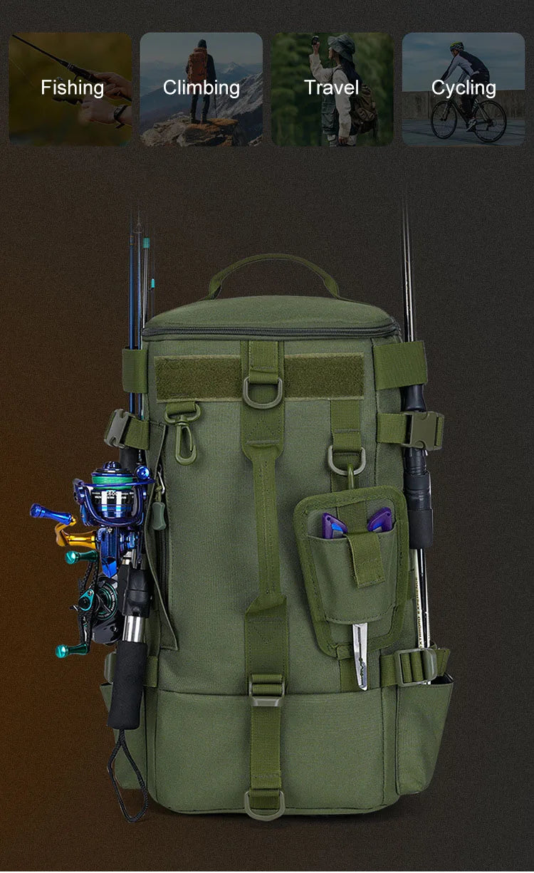 Outdoor Fishing Tackle Backpack Men Lure Box Gear Storage Bag Tactical Hiking Travel Bag Sports Waterproof Cycling Bags