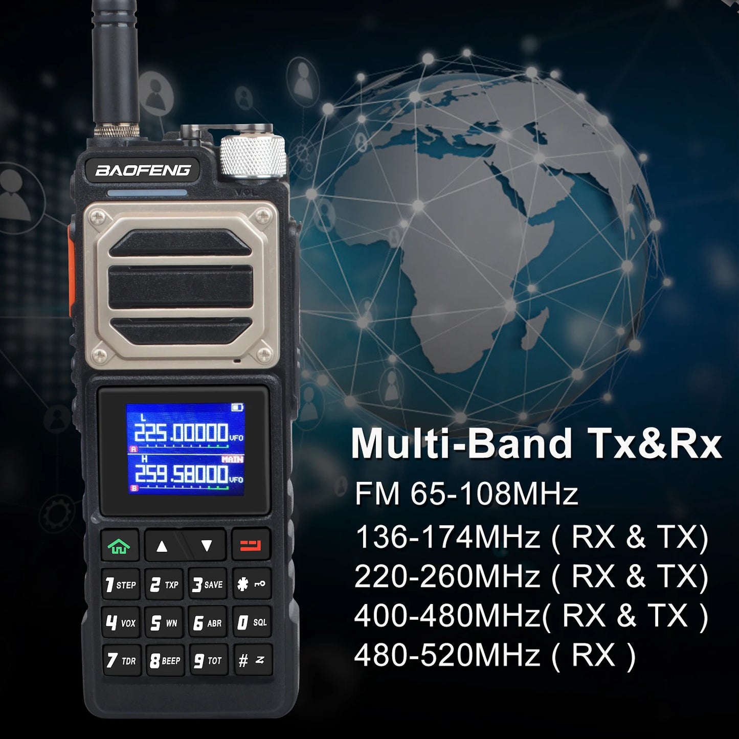 Baofeng 10KM Walkie Talkie UV-25 10W 999Ch Multi-band Amateur FM Radio Freq Copy NoAA Weather Forecast 2800mAh USB-C Battery
