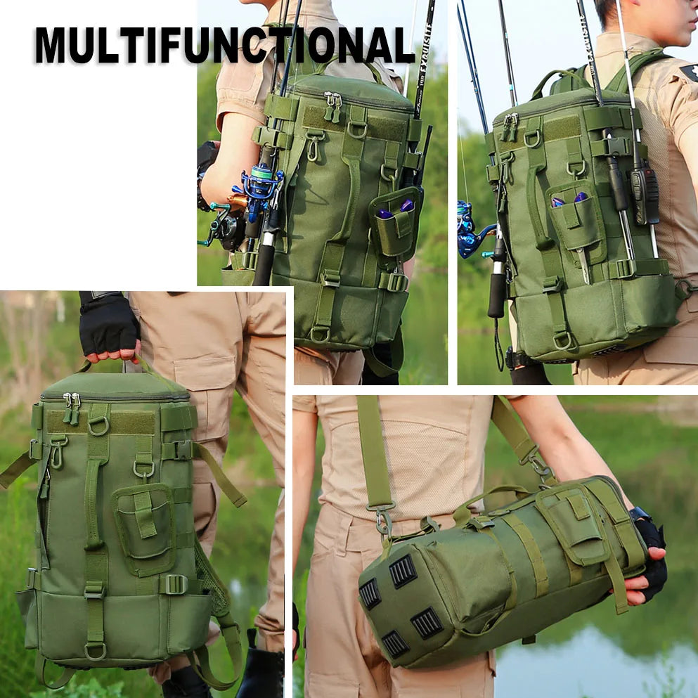 Outdoor Fishing Tackle Backpack Men Lure Box Gear Storage Bag Tactical Hiking Travel Bag Sports Waterproof Cycling Bags