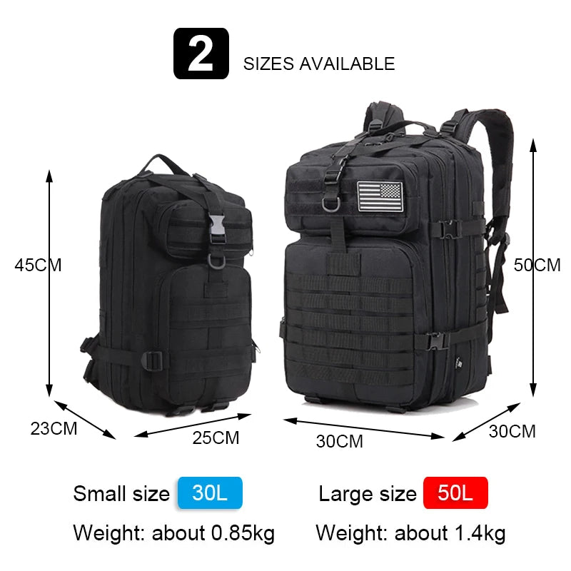 30L/50L Tactical Backpack Men Hiking Camping Backpack Waterproof Rucksacks Army Outdoor Camping Trekking Hunting Bag