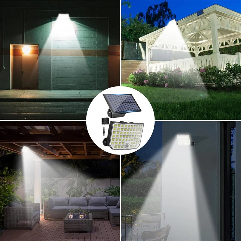New Solar Outdoor Lights, 256 Solar Powered Motion Sensor Security Lights IP65 Waterproof 3 Modes Flood Lights Outside