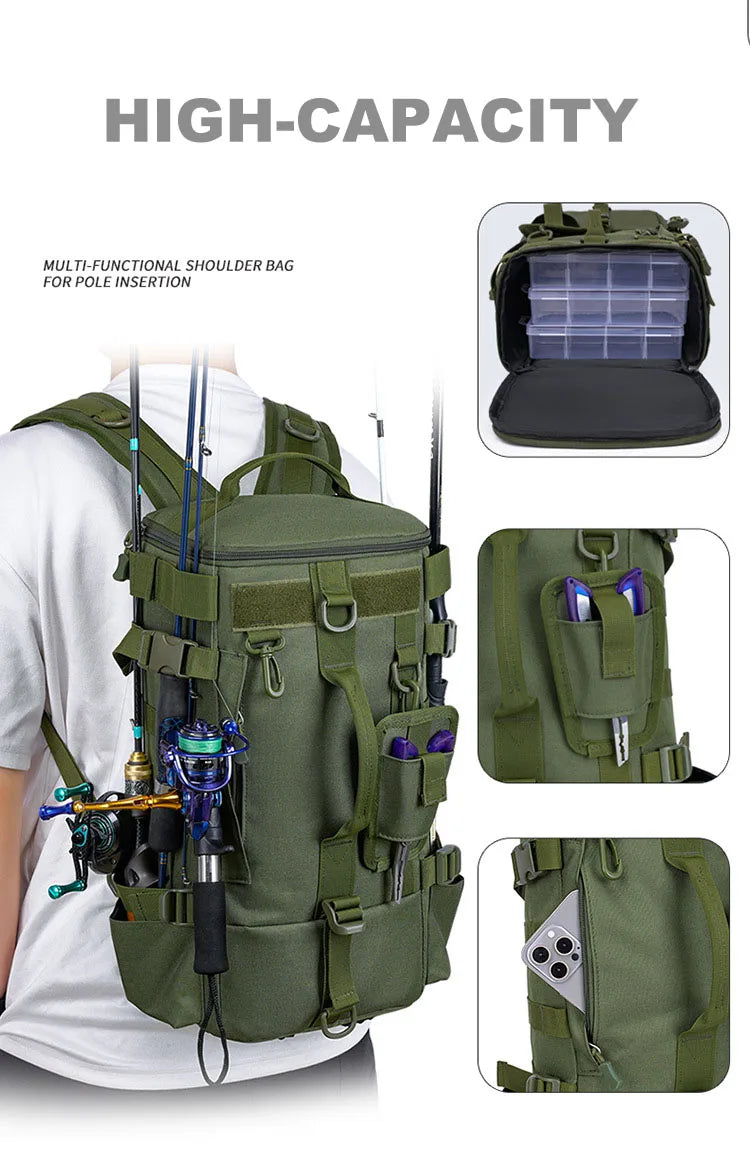 Outdoor Fishing Tackle Backpack Men Lure Box Gear Storage Bag Tactical Hiking Travel Bag Sports Waterproof Cycling Bags
