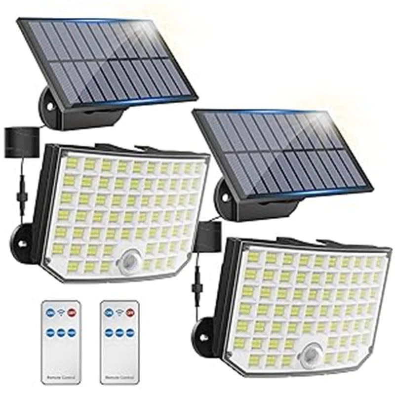 New Solar Outdoor Lights, 256 Solar Powered Motion Sensor Security Lights IP65 Waterproof 3 Modes Flood Lights Outside