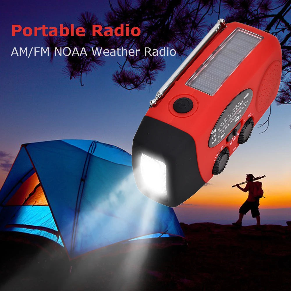 2023 KAYINOW Portable Emergency Solar Hand Crank Radio 5000mAh Power Bank Cranker Flash Light Camping Radio Survival Kit Radio