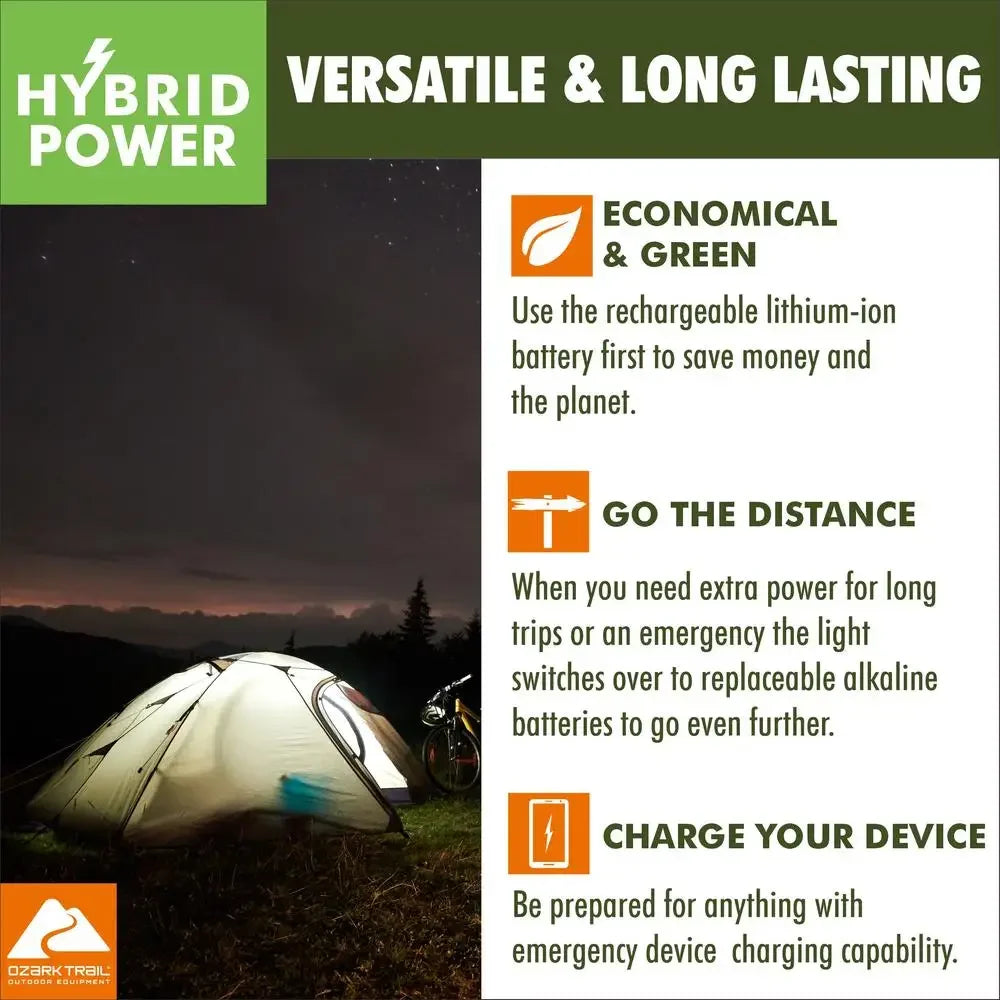 1500 Lumens LED Hybrid Power Lantern Rechargeable Battery Power Cord Black Night Light 360 Degree Alkaline D Batteries Dimmable