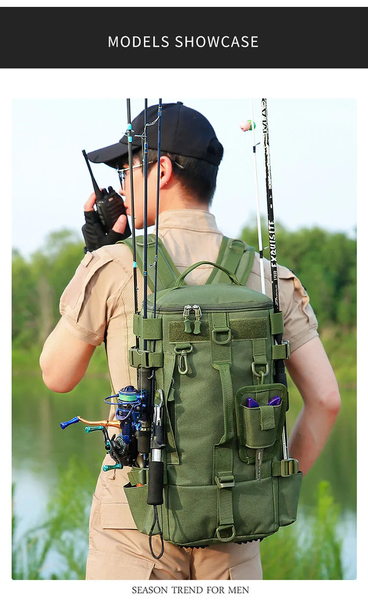 Outdoor Fishing Tackle Backpack Men Lure Box Gear Storage Bag Tactical Hiking Travel Bag Sports Waterproof Cycling Bags