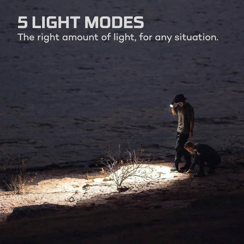 NEBO 12000 Rechargeable Flashlight with 2x Zoom, 5 Light Modes, Waterproof (IP67), and Power Bank, Bright Flashlight for Everday