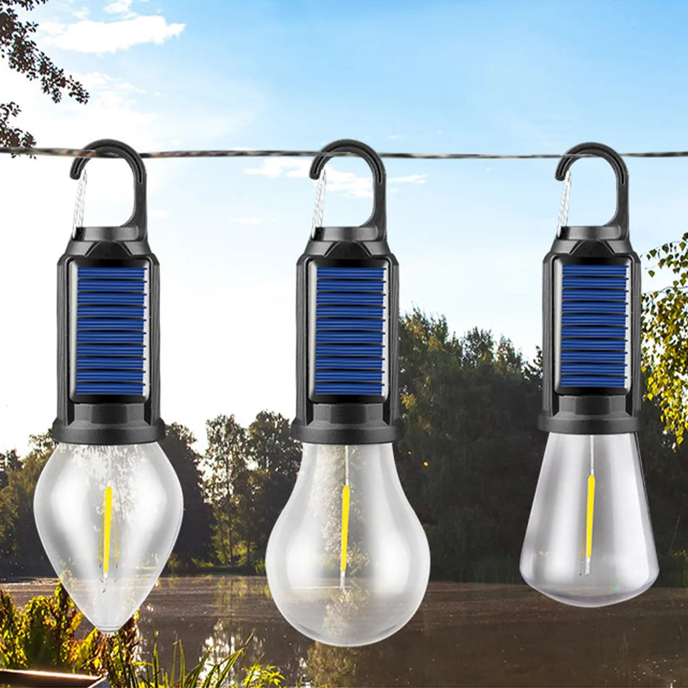 Solar Powered LED Camping Lamp USB Rechargeable Waterproof 400mAh 100LM Tent Light Portable Handheld Lamp for Outdoor Lighting