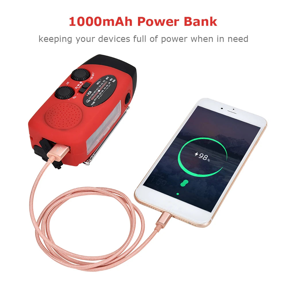 2023 KAYINOW Portable Emergency Solar Hand Crank Radio 5000mAh Power Bank Cranker Flash Light Camping Radio Survival Kit Radio